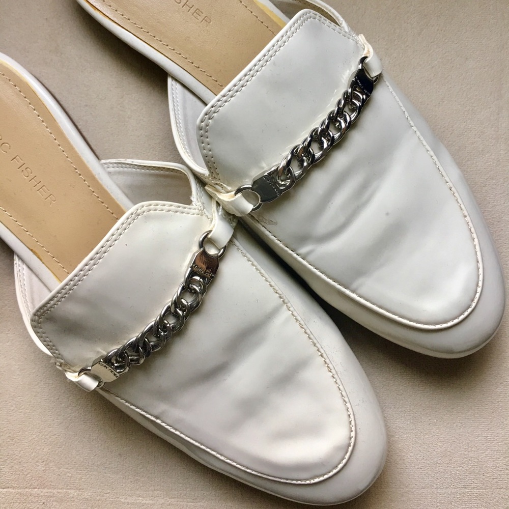 White Marc Fisher Mules Slides 8